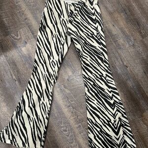 Free People Black and White Zebra Flare Jeans